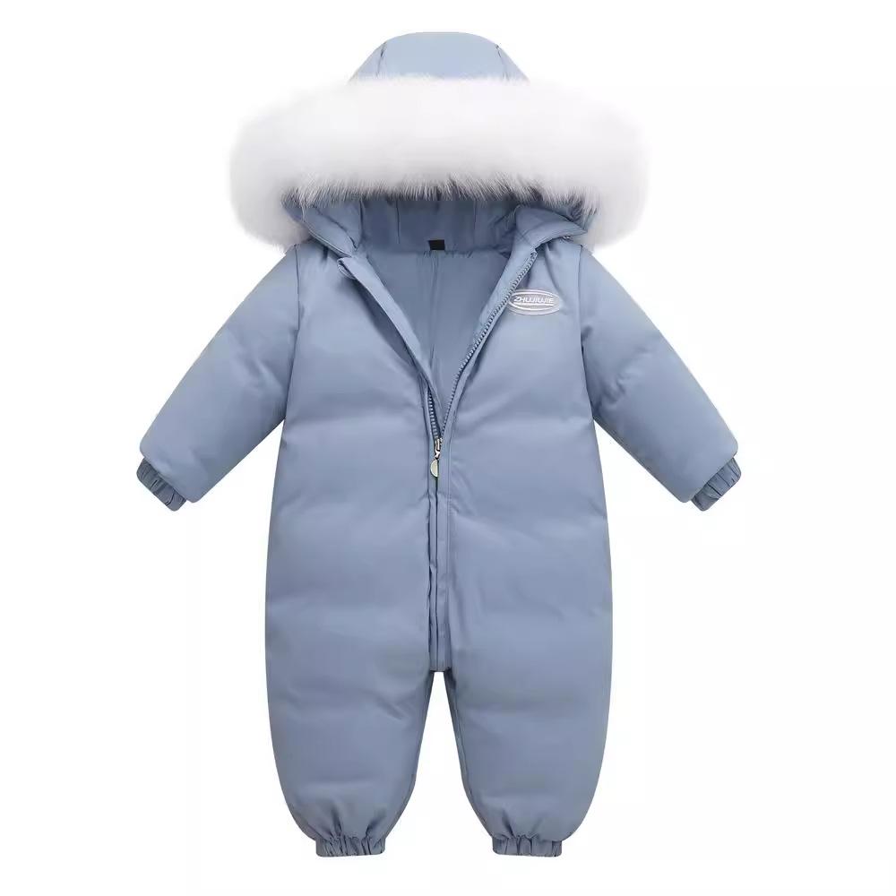 Boys and Girls Baby Infant Hooded Thick Down Jumpsuit Baby Crawling Clothes Romper Winter Children's Clothing
