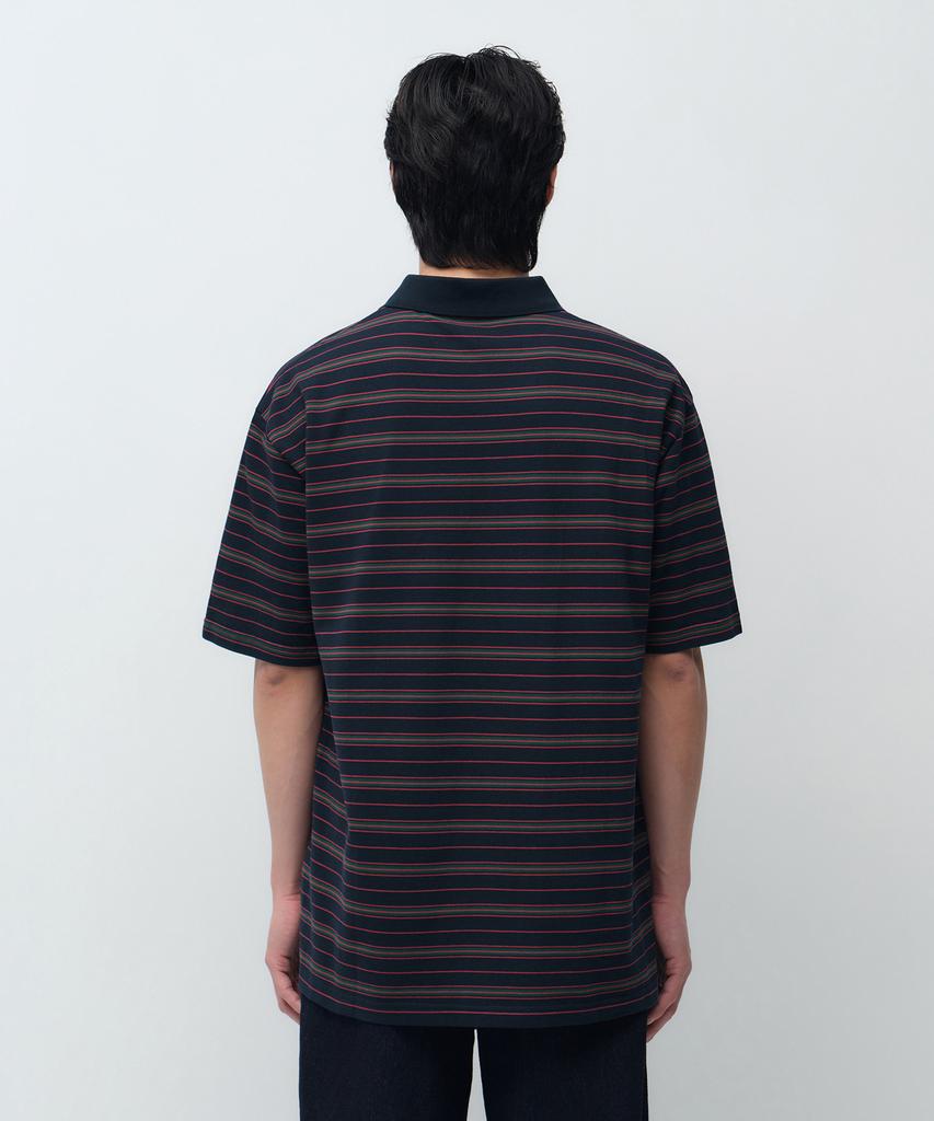 MUSINSA STANDARD Multi-Stripe Polo Shirt [Navy]