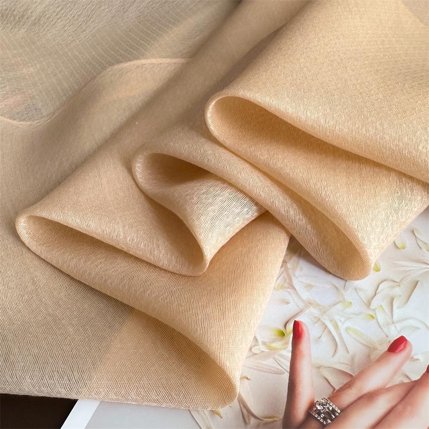 Elegant Silk Wool Embroidered Crabapple Flower Scarf - Double Layer, Thin, Large Shawl, Solid Color, All-Season Accessory.