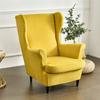Velvet Elastic Sloping Arm Back Chair Cover Stretch Non -Slip Armchair Single Sofa Slipcovers Removable With Seat Cushion Covers