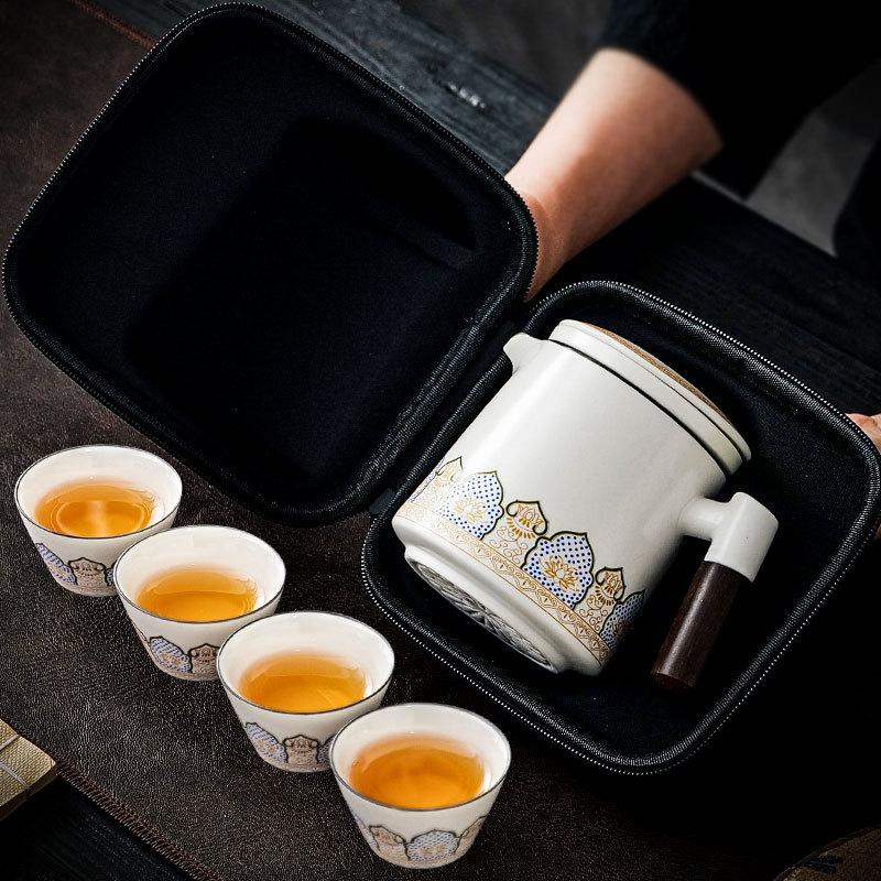 Meishi Kung Fu Travel Tea Set Car Outdoor Travel Portable Simple Tea Pot Enterprise Gift Box