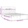 Metal Bed Frame with Headboard Black 150 x 200 cm