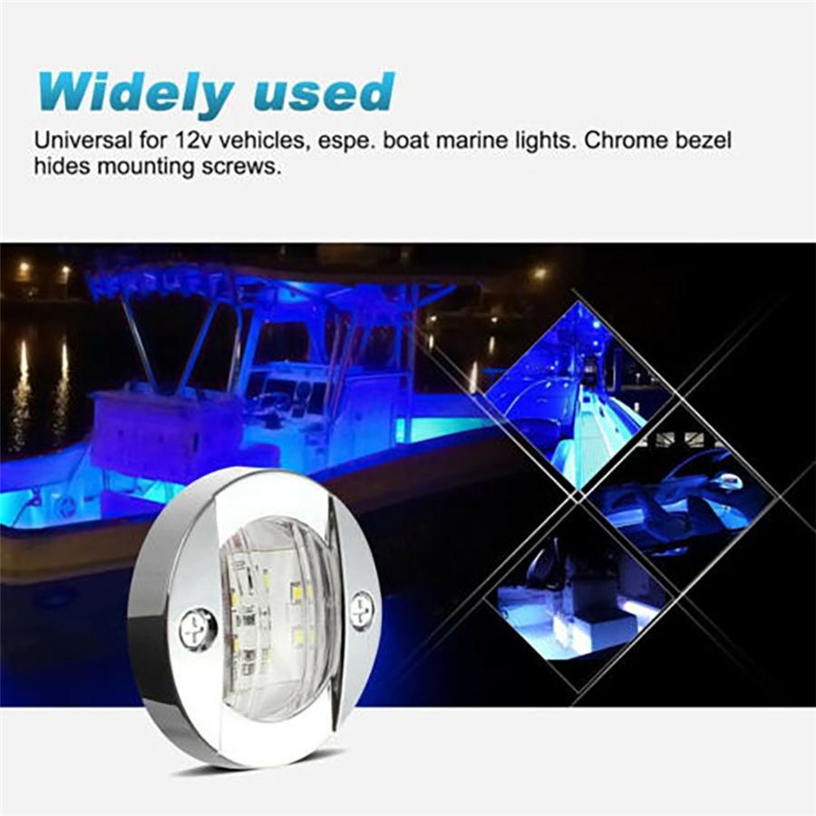 4 Pcs Flush Mount Boat Blue LED Stern Lights Cabin Deck Courtesy Lamp Waterproof