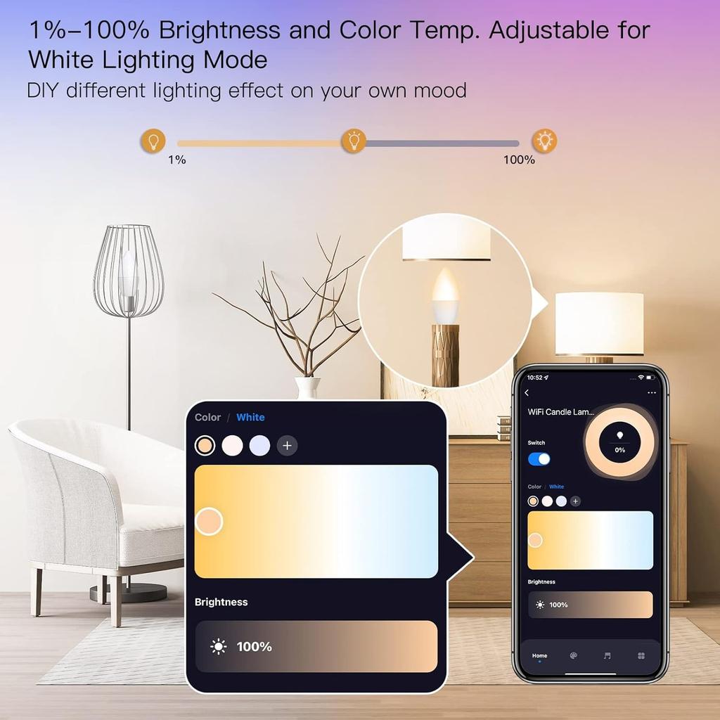 Smart Bulbs Led Light Bulbs, WiFi BL, 2700K-6500K CW& RGB Dimmable, Smart Life/Tuya APP Remote Control, Work with Alexa/Google Home, 470lm 5W