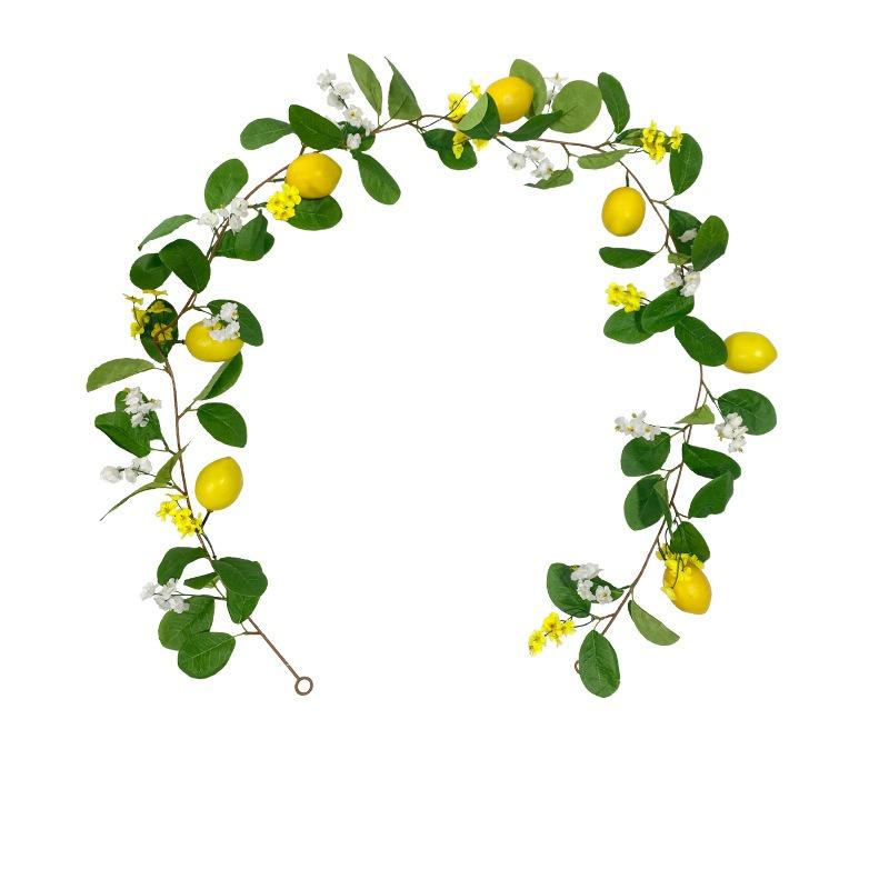 Весенняя фруктовая гирлянда, искусственная лимонная гирлянда с лимонами, искусственная лимонная лоза, гирлянда для входной двери, дома, кухни, вечеринки, свадьбы, декор