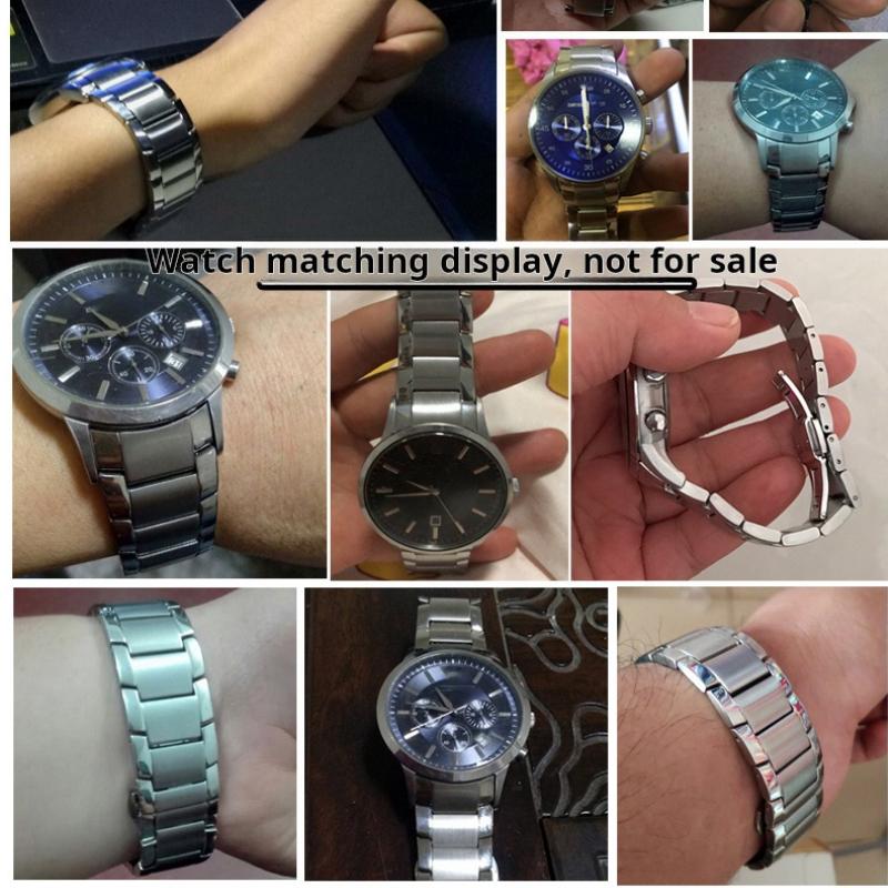 Мужской браслет 22 мм Для Armani AR2447 AR2448 AR2434 AR2432 2433 2435 Изогнутый конец Цельный браслет из нержавеющей стали Металлический ремешок для часов