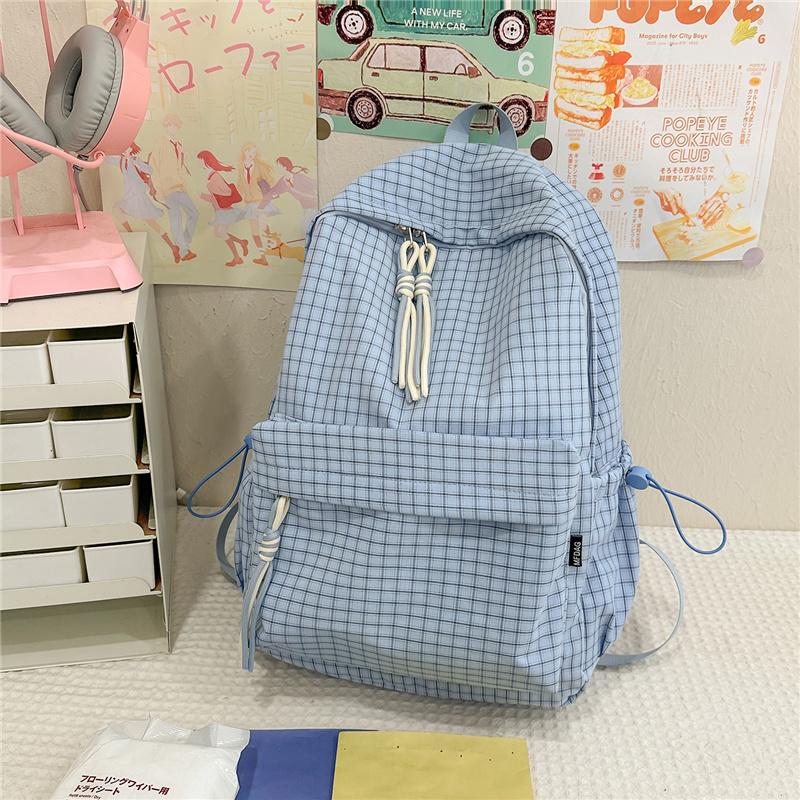 Студенческий школьный рюкзак Женский легкий водоотталкивающий клетчатый рюкзак Дорожный рюкзак