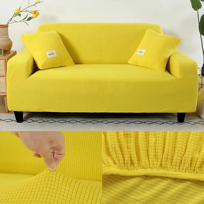 Jacquard Thick Sofa Covers for Living Room Plain Couch Cover Corner L Shape Chaise Longue Sofa Slipcovers Solid Color 1PC