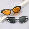 SO & EI Ретро кошачий глаз красочные солнцезащитные очки женские брендовые дизайнерские трендовые мужские солнцезащитные очки с металлической цепочкой UV400 темно-зеленые солнцезащитные очки