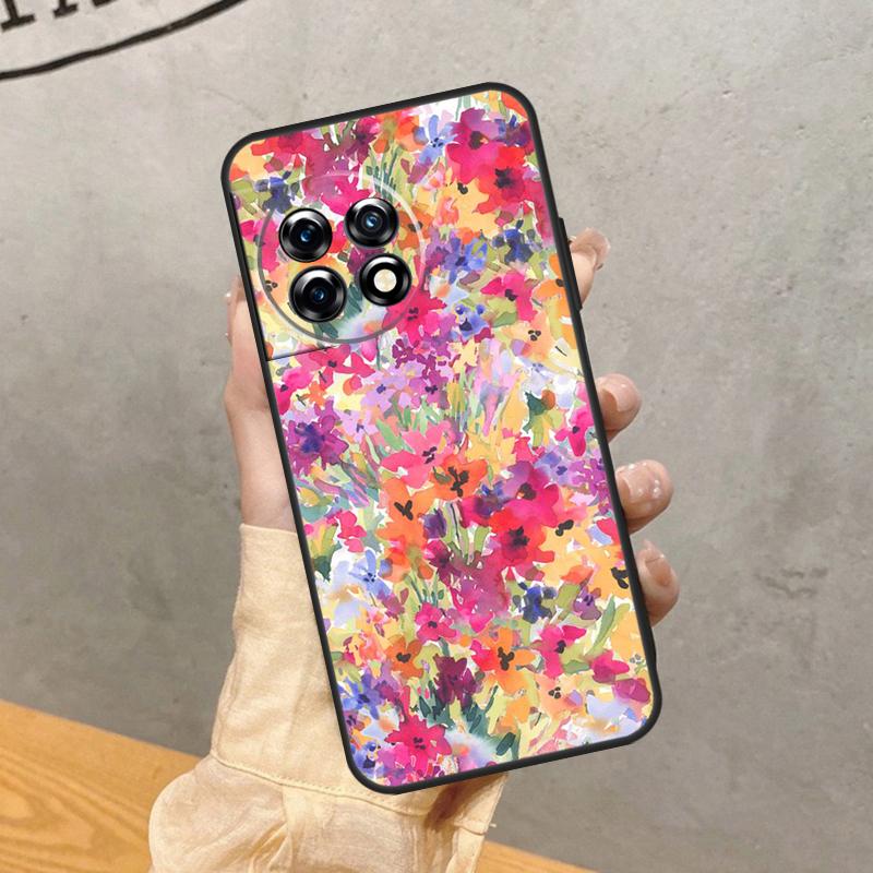 Colourful Flower Painting Art Case For OnePlus 15 15R 13R 13 13T 12 12R 11 10 9 Pro 10T Nord 5 CE 4 2 3 Lite N20 N30 Cover