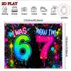 2D flat banner, 1 piece, birthday party banner background with theme, polyester, "I used to be 6 years old, now I'm 7 years old"