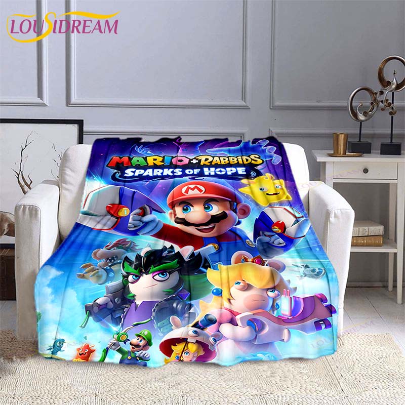 Модная плед-одеяло Mario Bros Аниме Фланелевый плед для кровати Мягкое 3D-печатное мультяшное покрывало Диван Путешествия Кемпинг Детское одеяло