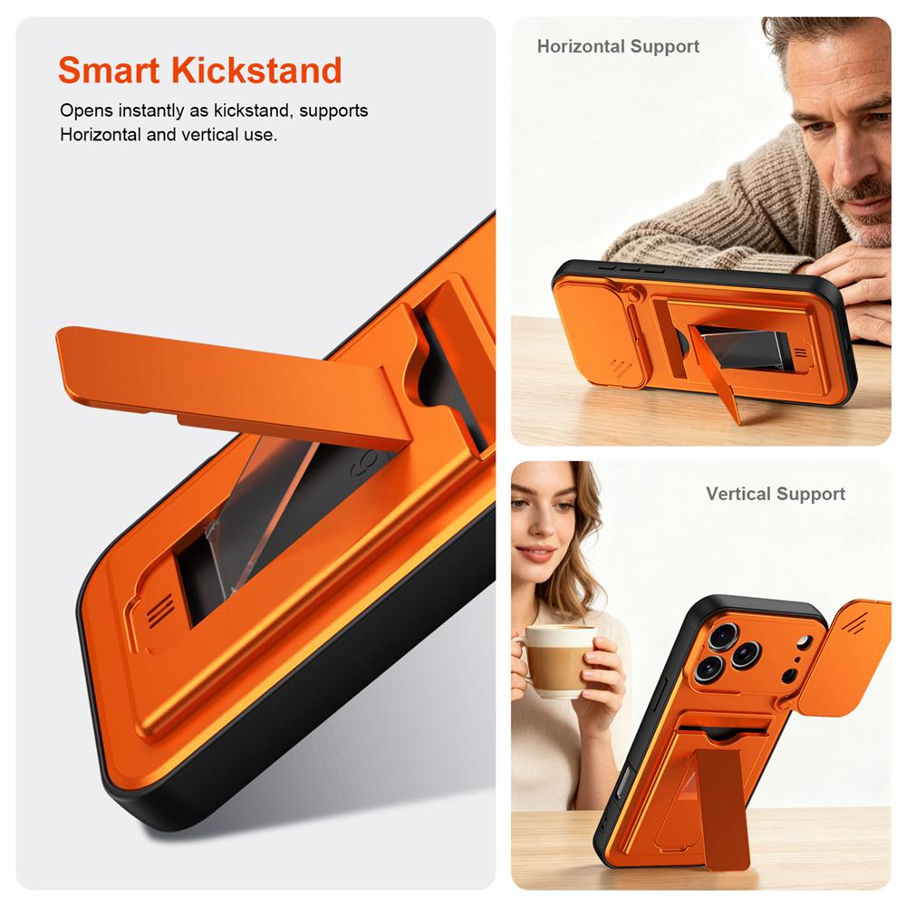 KEYSION Сумка-кошелек Чехол для телефона для iPhone 17 Pro Max Защита камеры со сдвижной крышкой Вертикальная подставка Ударопрочный чехол для iPhone 17