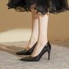 Высокие каблуки черные женские тонкие каблуки высококлассные одинарные туфли весенние женские Хуэйчжоу детская кожа весенние женские