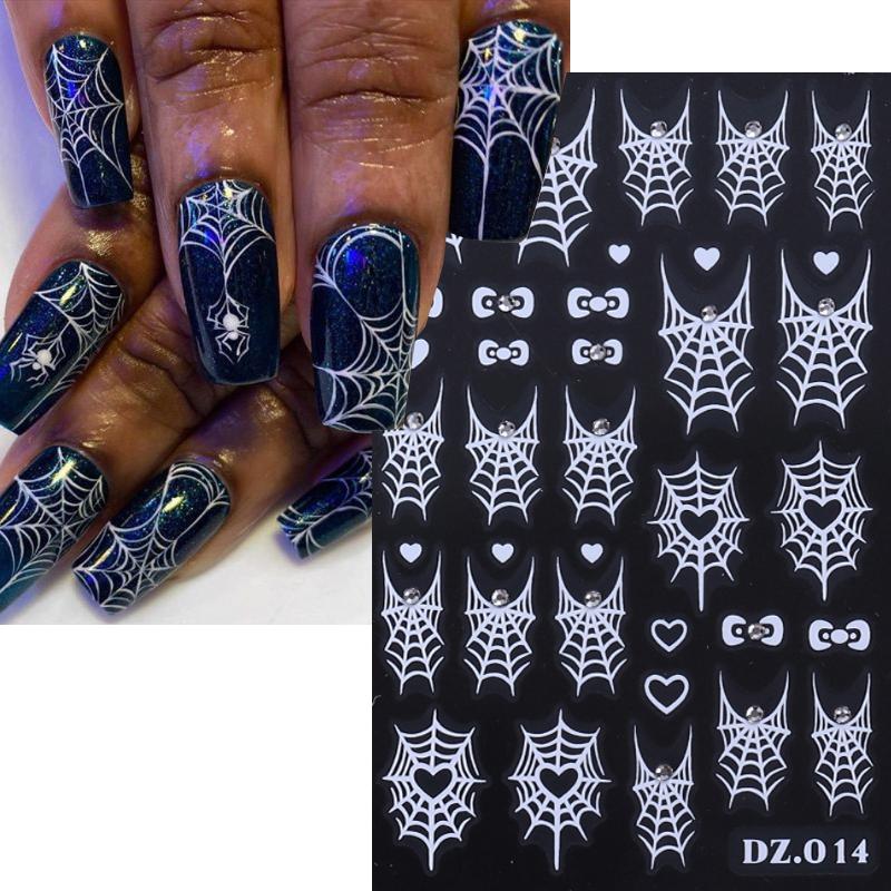 1/4 Pcs Halloween Nail Stickers Cute Spider Nail Slide Decals Nail Supplies Manicure Decoration