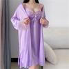 Women Fashion Soft Satin Two-Piece Pajamas Sets Ice Silk Nightgown Sleepwear