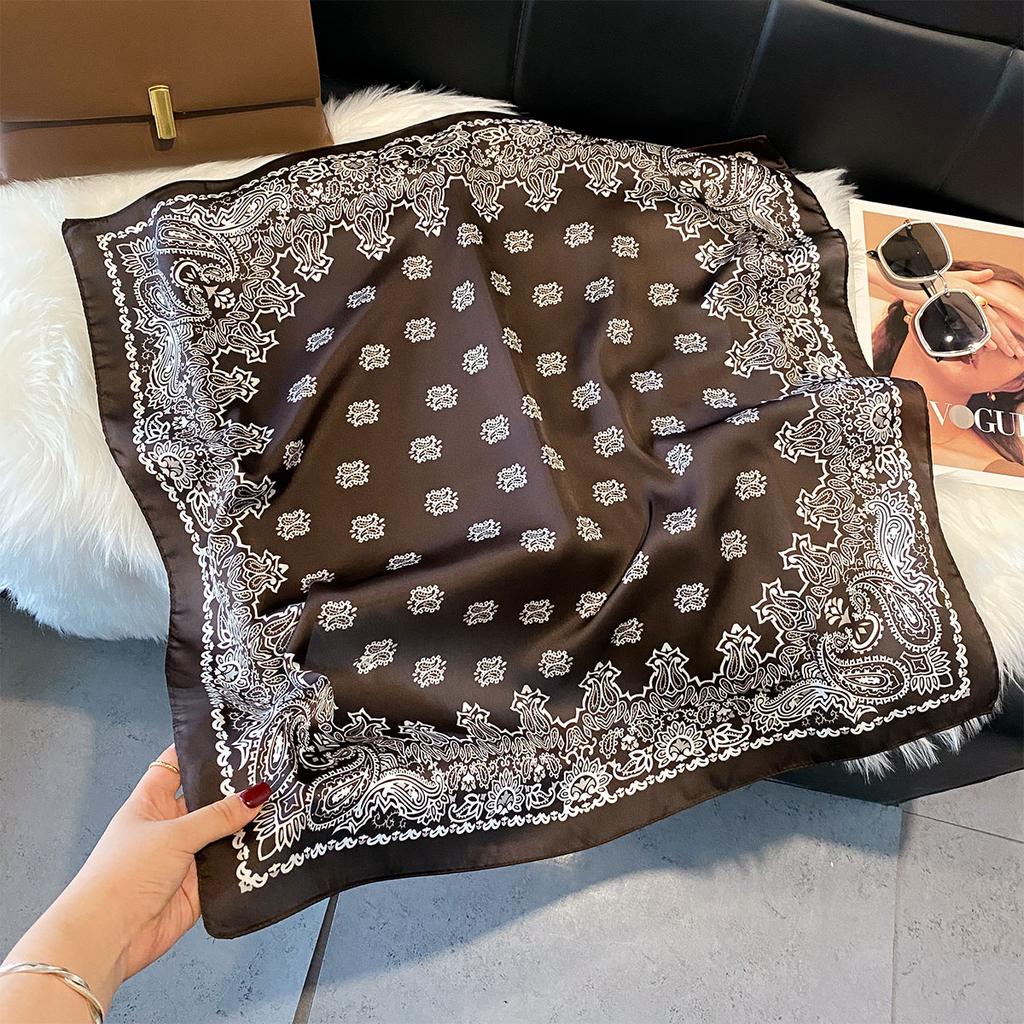 70*70cm Silk Square Scarf Women Paisley Cashew Print Neck Tie Soft Satin Neckerchief Female Foulard Headband Hijab Decorate