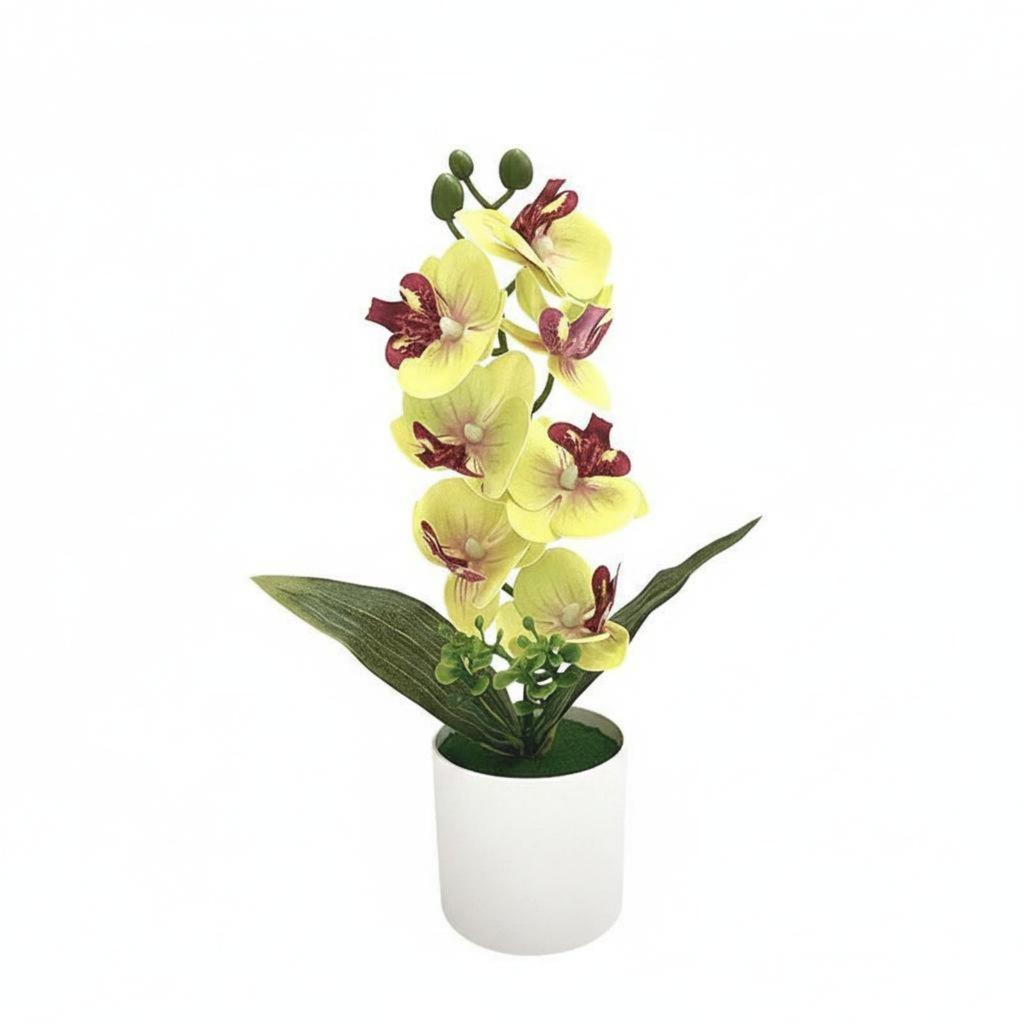 Artificial Blossom Plant Easy to Clean Phalaenopsis Flower Pot Silk Blossom Arrangement Allergy-Friendly Home Decoration
