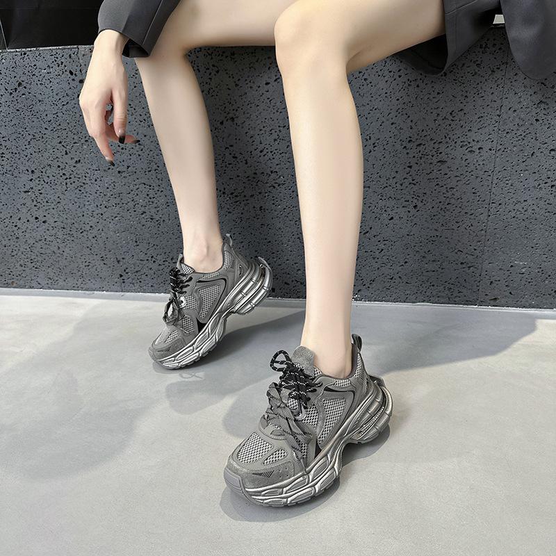 Mesh Dad Shoes Women's Spring New Fried Street Sports Style Casual Shoes Thick-soled Breathable Running Shoes Tide