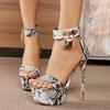 Fashion Women's High Heels 2025 New Sexy Peep Toe Sandals Women Fashion Leopard Print Ultra Stiletto Heels Zipper Pumps Nightclub Shoes