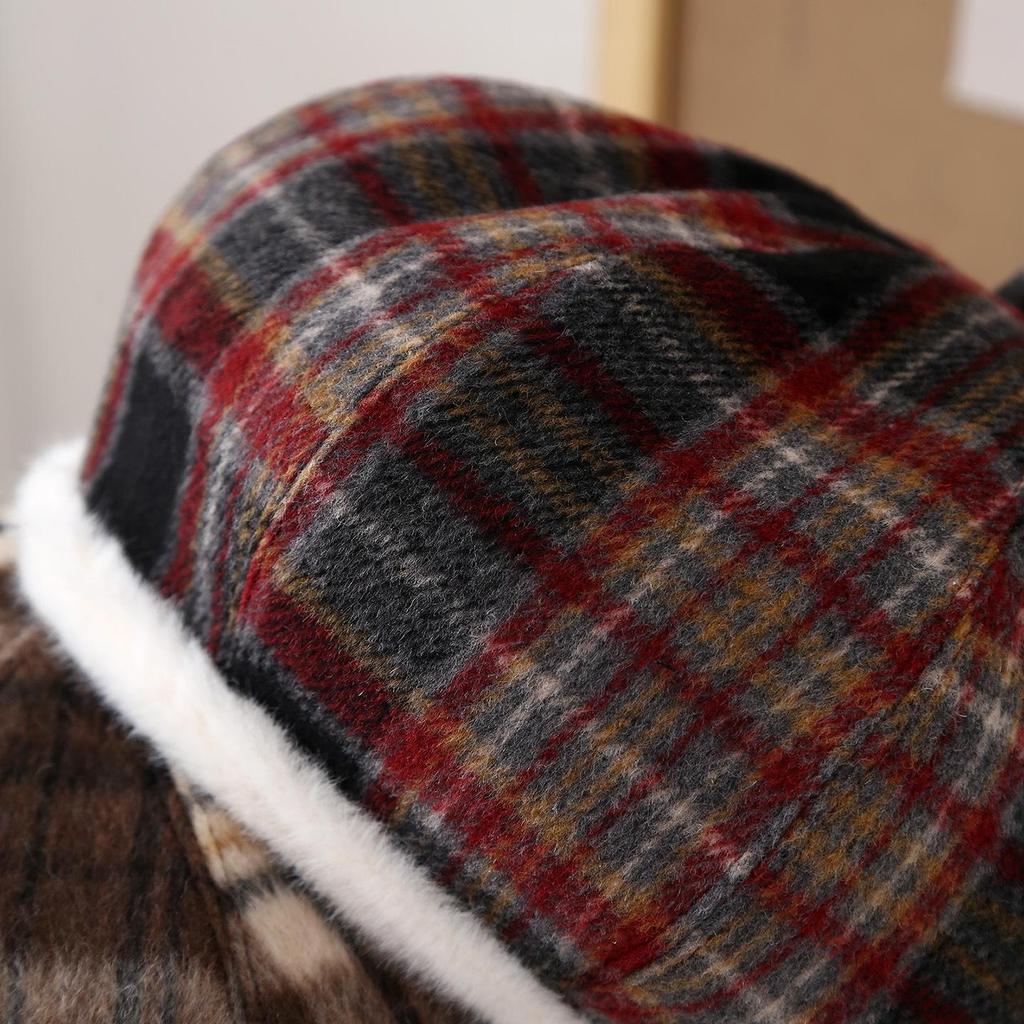 Ретро берет в клетку 2025 - Унисекс шляпа художника для осени/зимы, Теплая и модная
