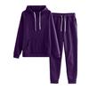 2 Pcs/Set Women Hoodie Pants Suit Solid Color Plush Long Sleeves Thick Top Elastic Waist Ankle-banded Trousers Sport Fitness