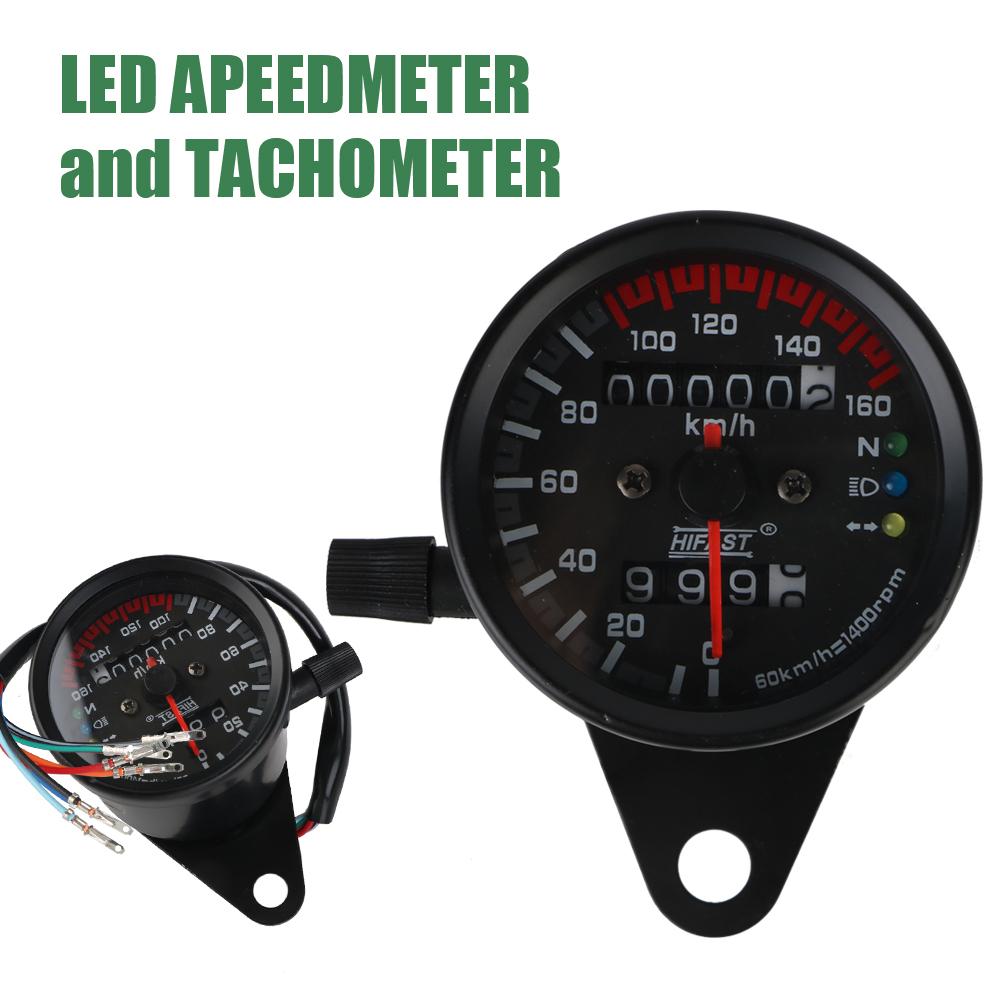 Универсальный со светодиодным сигнальным фонарем, индикатором подсветки для мотоцикла Cafe Racer, спидометром для мотоцикла 12 В, одометром