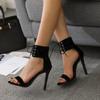2025Summer New Sexy Pointed Toe Women's High Heels Striptease Party Lace-Up Designer Brand Black Women's Sandals Sandalias Mujer