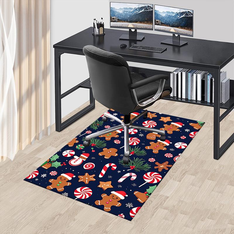 Christmas Gingerbread Man Chair Mat - Anti-Slip Rug for Office, Home Decor, Living Room, Bedroom, Game Room & Dormitory Carpet (Anime Cartoon Design)