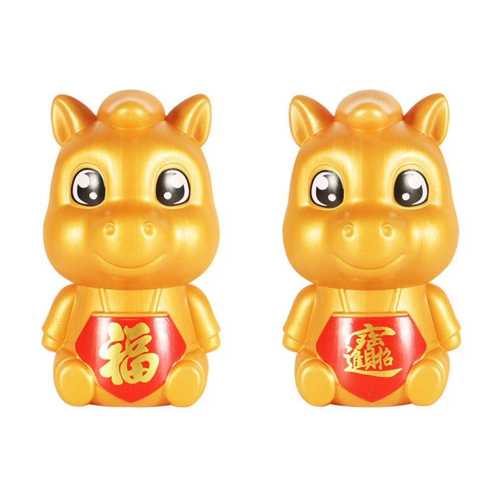 Прочная Золотая Мультяшная Копилка Утолщенная Небьющаяся Зодиакальная Лошадь Банка для Монет Прочная На Удачу Коробка для Экономии Монет Подарок