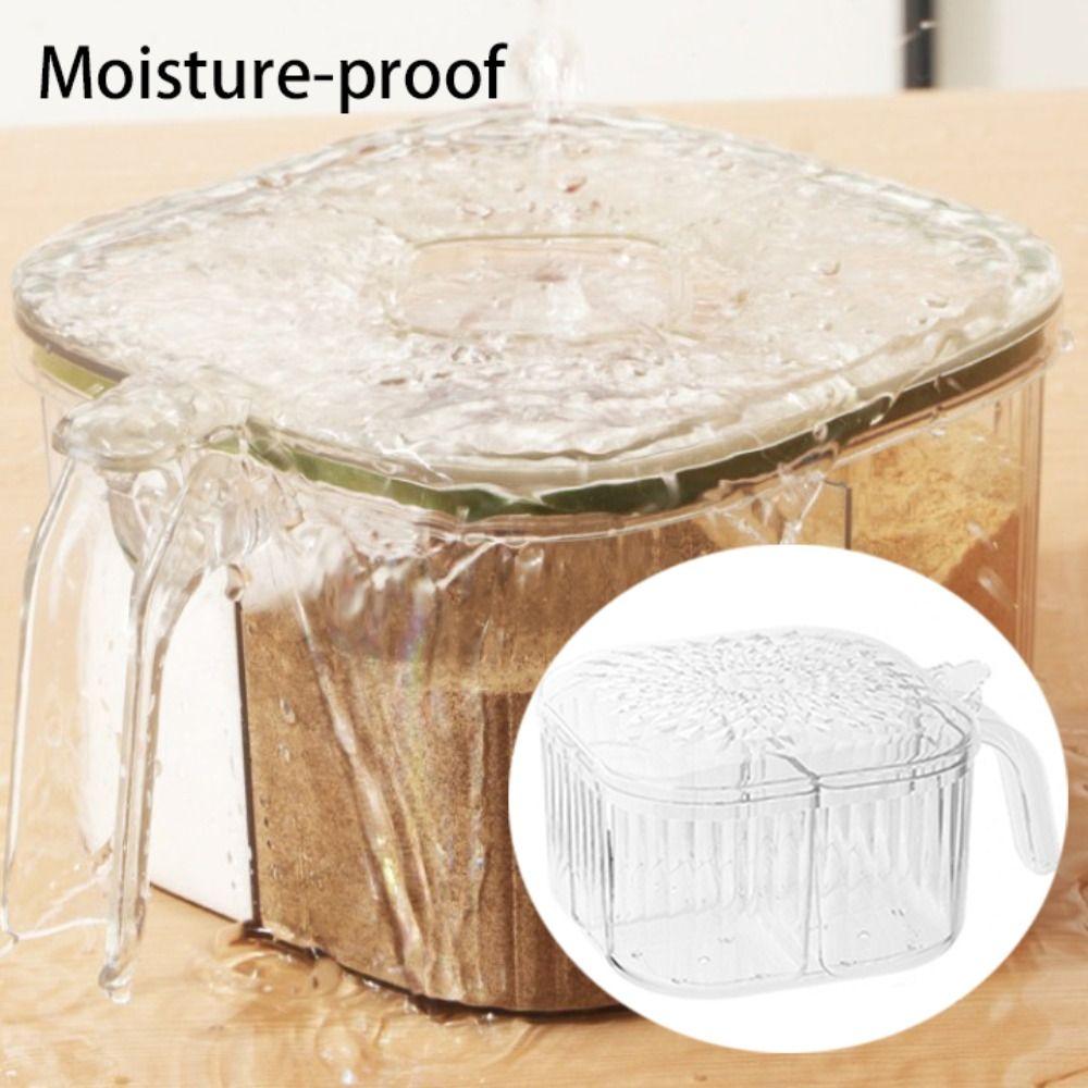 4 Compartment Kitchen Seasoning Box Moisture-proof Spice Jar Durable Condiment Storage Box Salt
