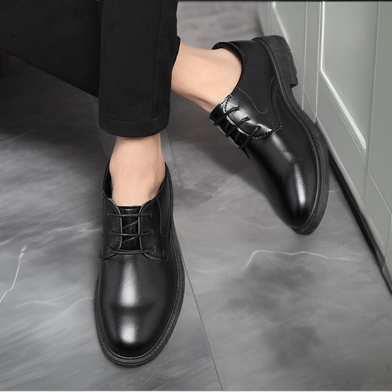 Men's Autumn Leather Shoes & Korean-Style Business Suits: Versatile, Youthful, Casual & Perfect for Office or Groom Wedding.