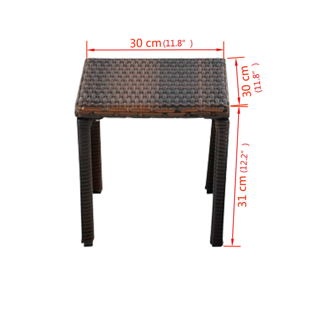 Sun Lounger Set with Table Poly Rattan Brown