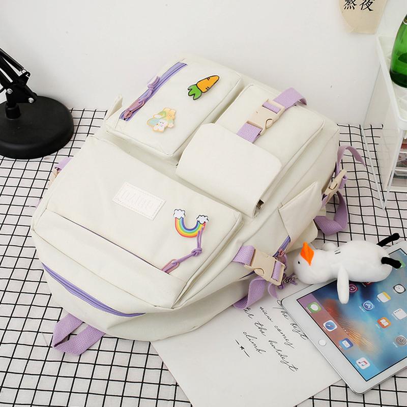 Академический стиль, школьный рюкзак для старшеклассников, женский рюкзак из четырех частей из холста