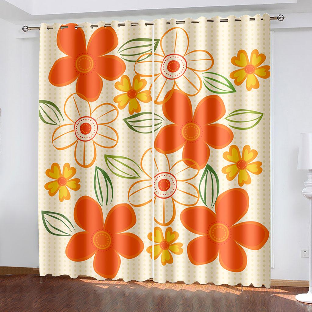 Цветочный растительный принт Тканые шторы для спальни Затемняющие шторы Две отдельные шторы слева и справа