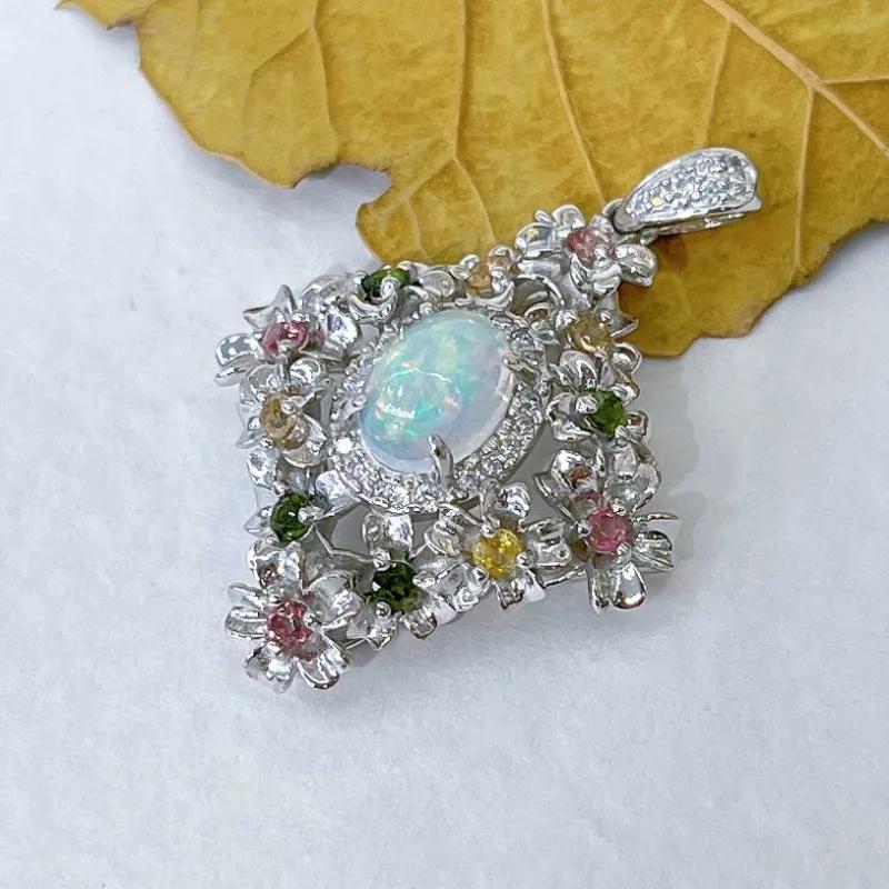 Sace Gems Сертифицированное ожерелье из стерлингового серебра 925 пробы с натуральным опалом 6*8 мм для женщин, помолвки, коктейльной вечеринки, ювелирные украшения