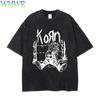 KORN Винтажные Футболки Рок-группа Мировой Тур Футболка Korn Стиранная Ретро Футболка 100% Хлопок Футболки с Круглым Вырезом Летняя Уличная Одежда Рубашки