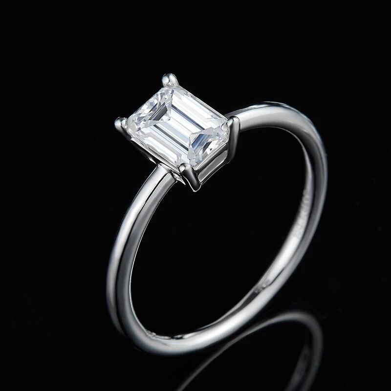 Кольцо из муассанита 2 карата с бриллиантом изумрудной огранки S925, стерлинговое серебро, обручальное кольцо, обручальные кольца, подарки для женщин, сертифицированные
