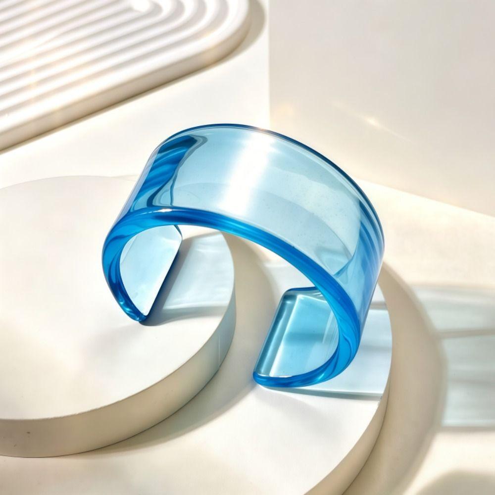Wide Half Cuff Bracelet Simple Color Open Mouth Bangle Casual Elegant Wristband Daily Casual