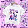New Model A-Z Letter K-pop Demon Hunter Children's T-shirt for Girls, Sports Shirt, Summer Short-Sleeved Casual Top