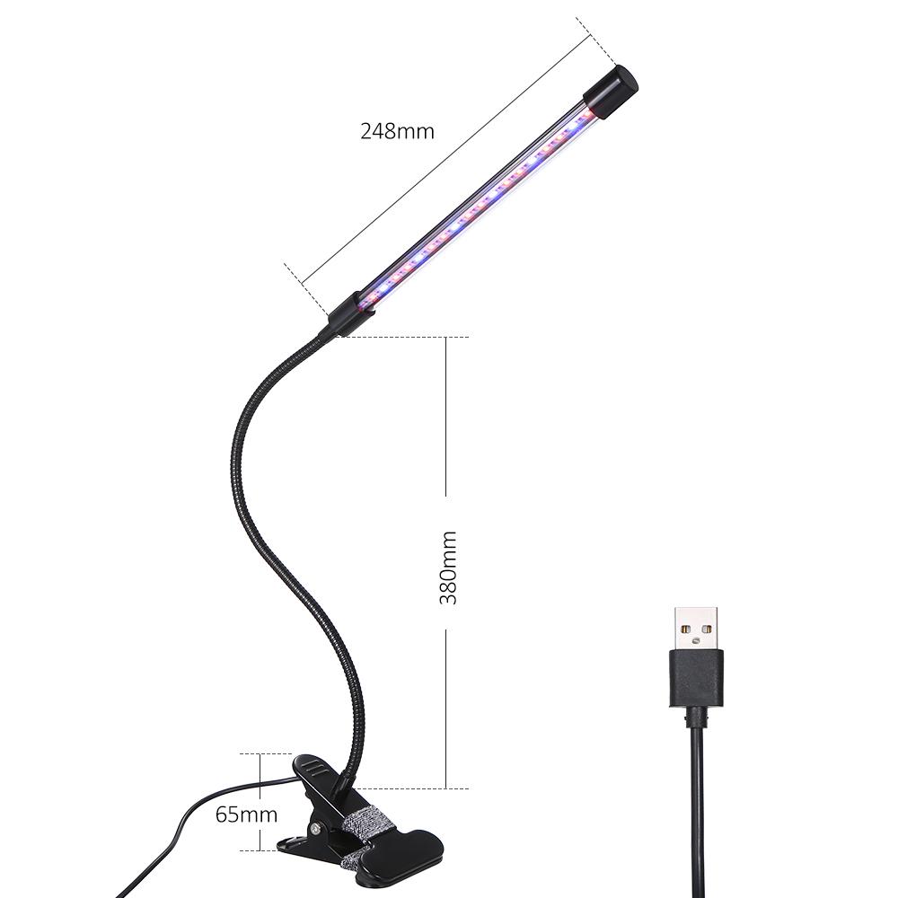 DC5V 27W 3-headed LED Plant Growing Light with Adjustable 360 Degrees  Goosenecks Red and Blue Light Bulbs