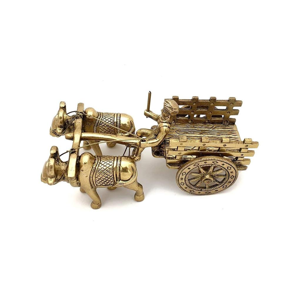 7.5 Inches Brass Bullock Cart Showpiece, Showpiece for Home, Home Decor Items, Aesthetic Room Decor, Corner Shelf Showpieces, Standard, Pack of 1