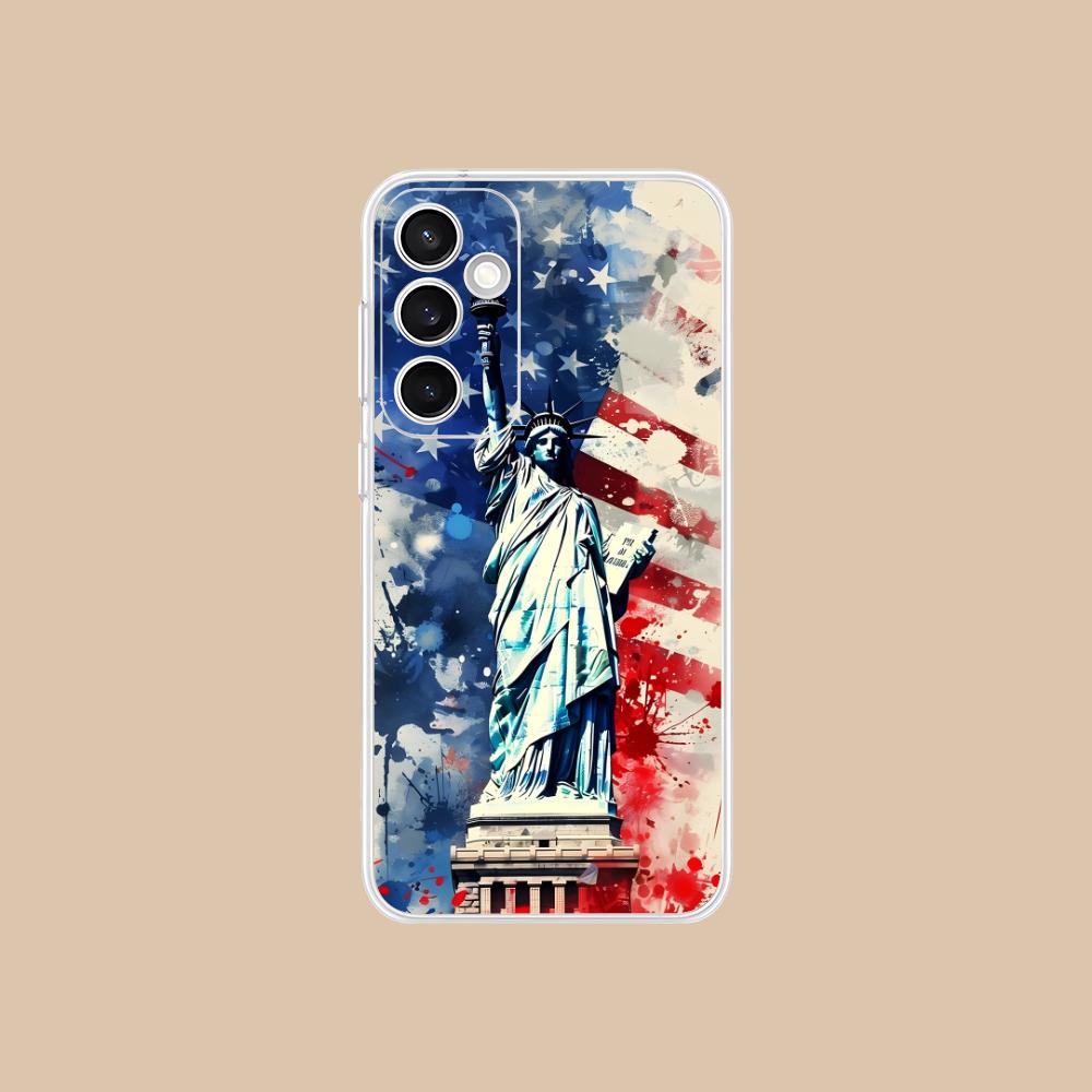 США Флаг Америки Прозрачный чехол для мобильного телефона для Samsung Galaxy S25 S24 S23 S22 S21Plus FE Ultra Цветной чехол