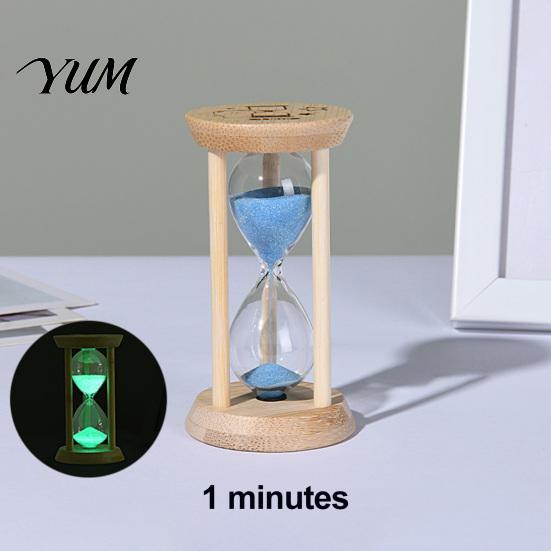 Rustic Style Sand Timer 1/3/5 Minute Glass Hourglass with Wooden Stand, Modern Decorative Sandglass Timer, Drop Shape Office Desk Ornament Glow in The