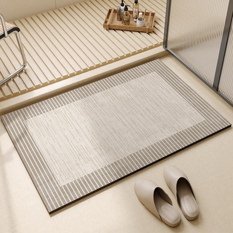 Non-Slip Diatomaceous Earth Bath Mat Soft and Safe Bathroom Rugs Quick Drying and Super Absorbent Rectangular Woven Mat