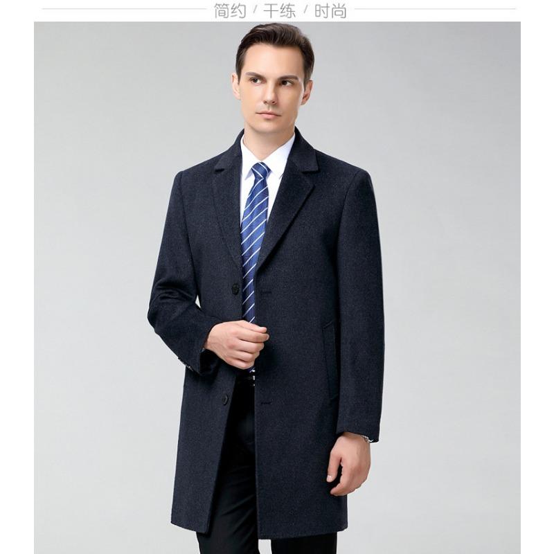 High-end Cashmere Coat Men's Autumn and Winter Middle-aged Casual Windbreaker Mid-length Suit Collar Dad Thick Woolen Coat