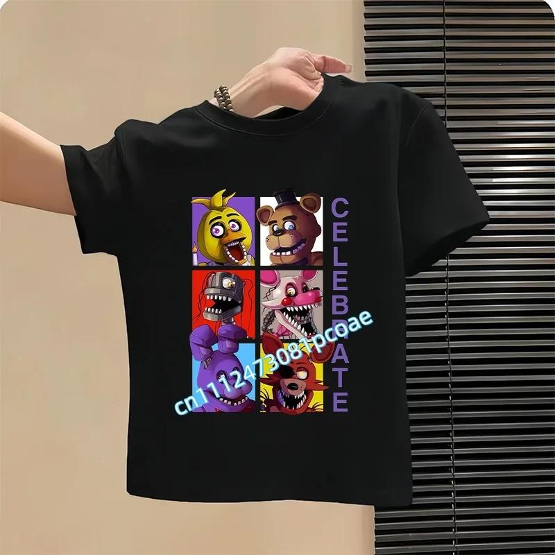 2026 Мультяшные детские футболки Five Nights At Freddys Графическая футболка FNAF Детские повседневные спортивные топы с коротким рукавом Детская одежда