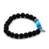 Stones and Minerals. Matte Black Onyx Beads Bracelet + Apatite 8 Mm. Made In France.