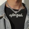 2022 Iced Out Chain Bling Hip Hop Heart -Shaped Pendant Necklace Cz Cubic Zirconia Letter Angel Charm Men Women Fashion Jewelry