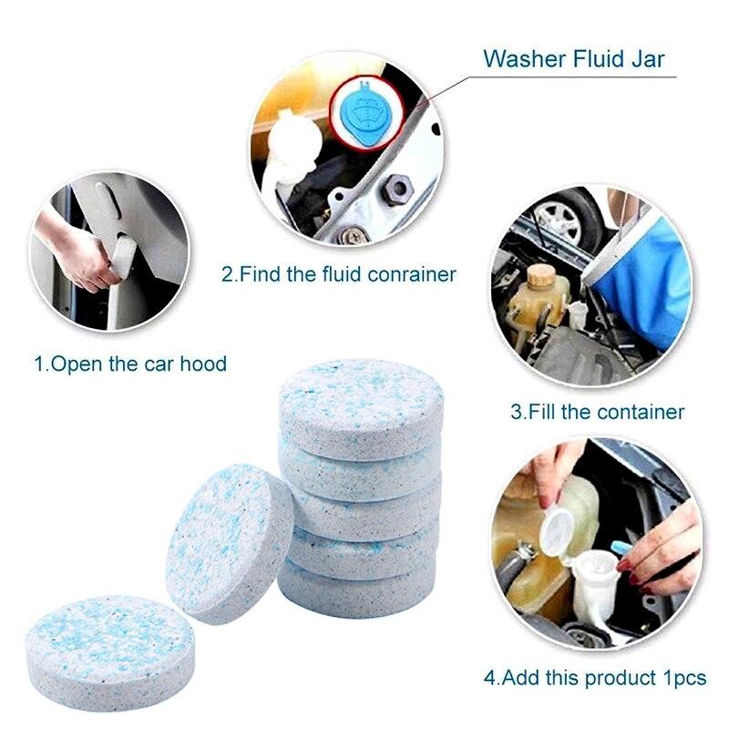 10pcs Cleaner Tools Car Window Windshield Car Solid Cleaner Effervescent Tablets Spray Glass Cleaning Auto Cleaning Accessories